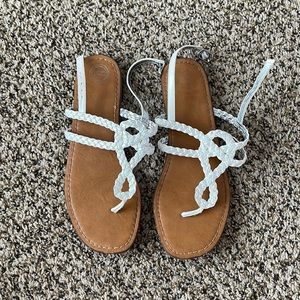 girls size five wonder nation white braided sandals